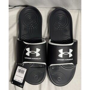 NEW NWT Under Armour Womens Ignite Select Slides Black/White Size 12 Sandals